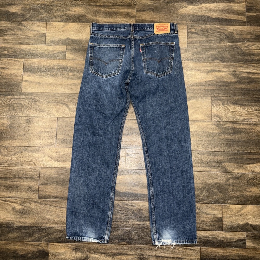 Levi's 505 Dark Wash Denim Jeans Regular Fit Straight Leg Men's Size 36x34 Worn